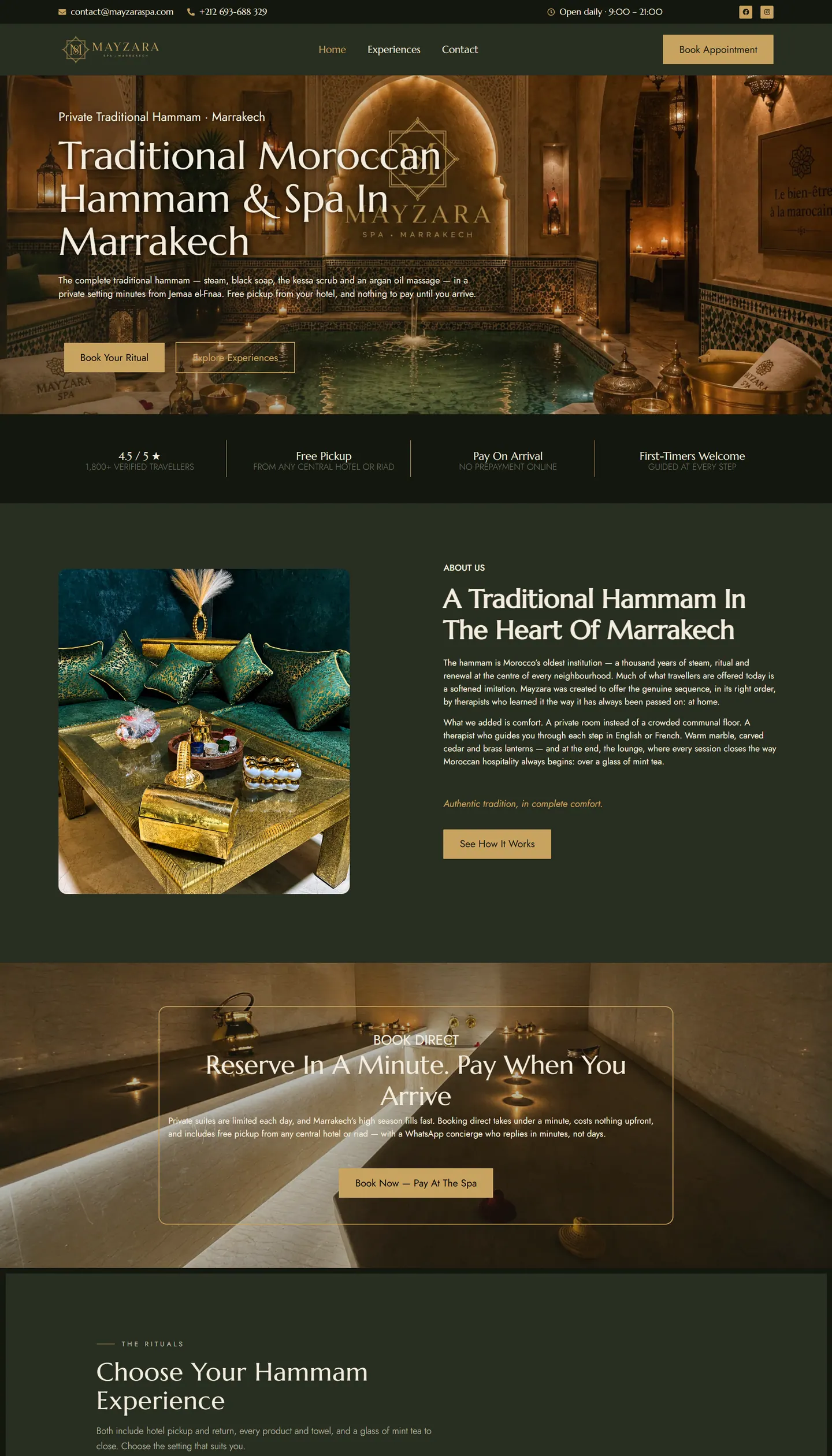 Page d’accueil du site Mayzara Spa, capture du site en ligne