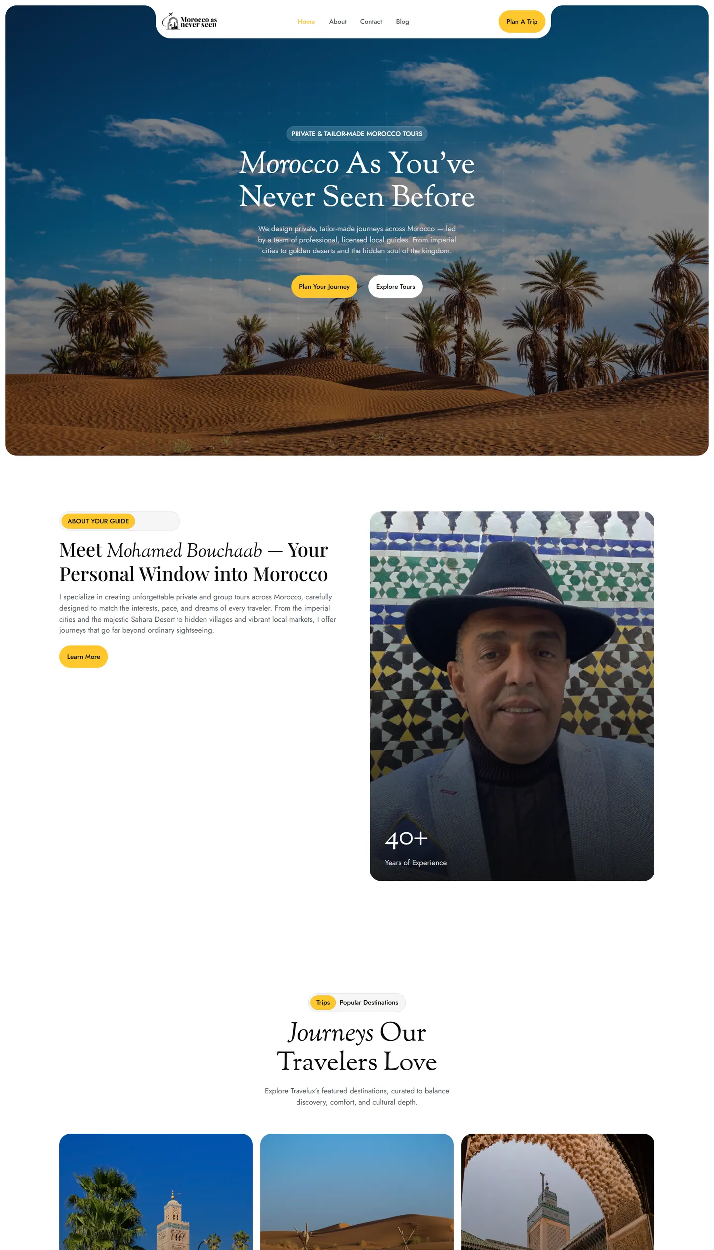 Page d’accueil du site Morocco As Never Seen, capture du site en ligne
